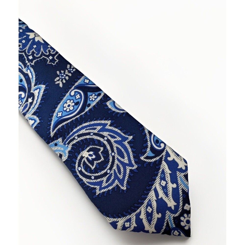 BANANA REPUBLIC‎ Men's Navy Blue Silk Tie Skinny Jacquard Paisley 2.25"